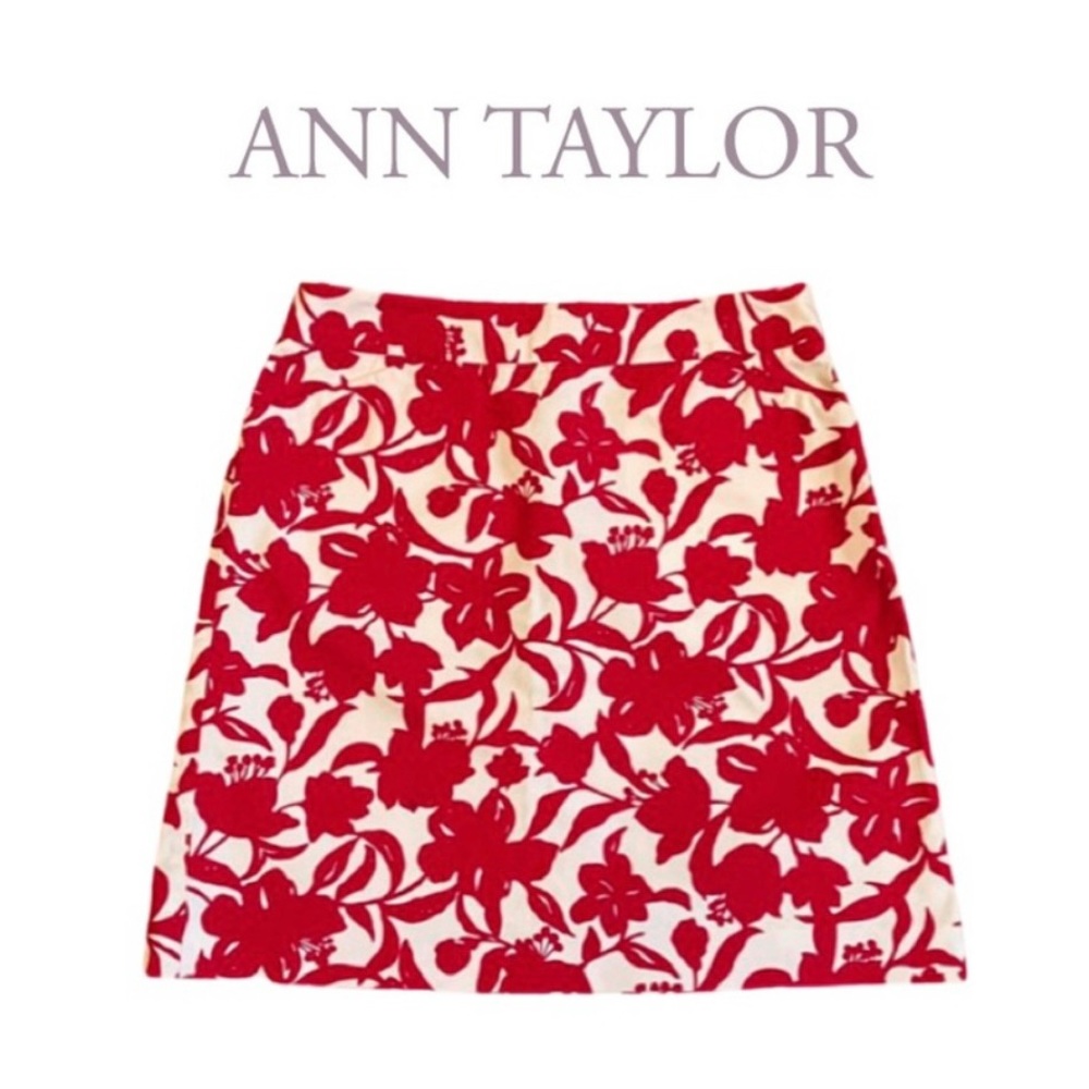 Red and Off White Floral Skirt